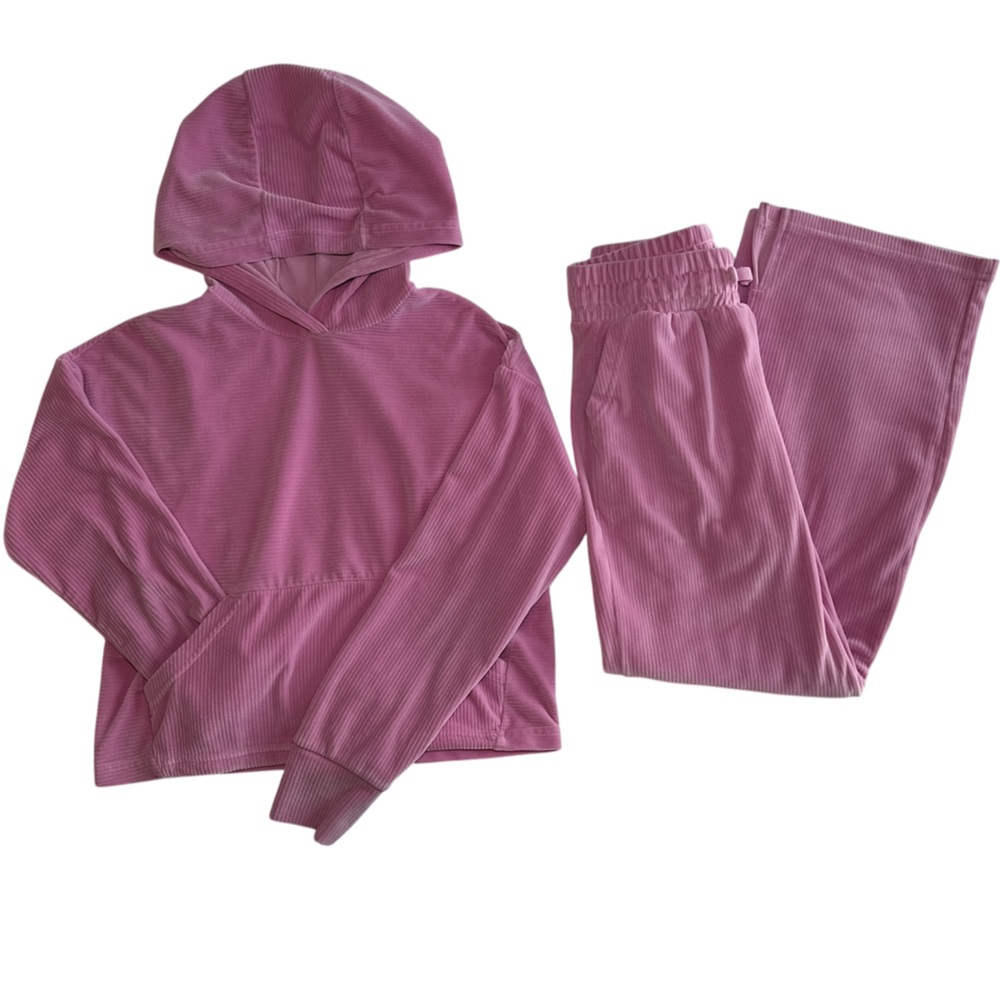 90 Degree By Reflex Velour Pullover  2 pcs Set in Pink |Size S 7/8 Y